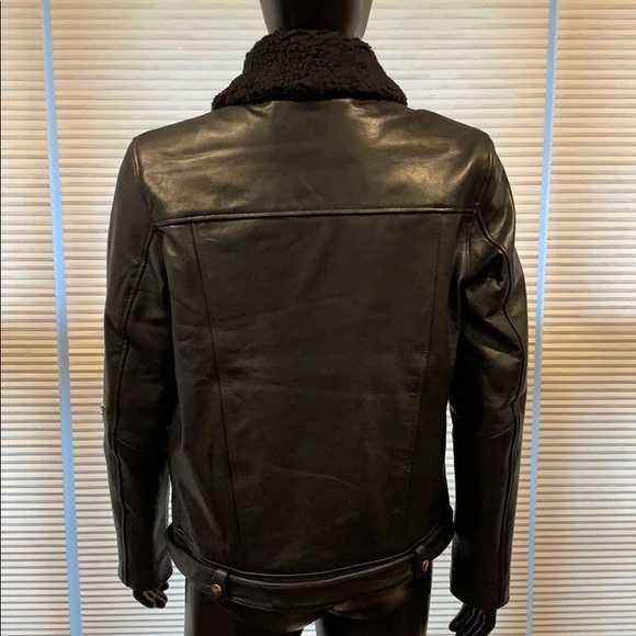 Men’s 100% leather borg biker jacket NWT - Picture 7 of 16